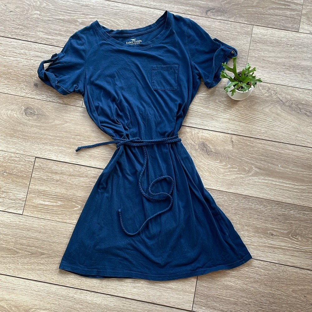 Comfy dark blue shirt dress
